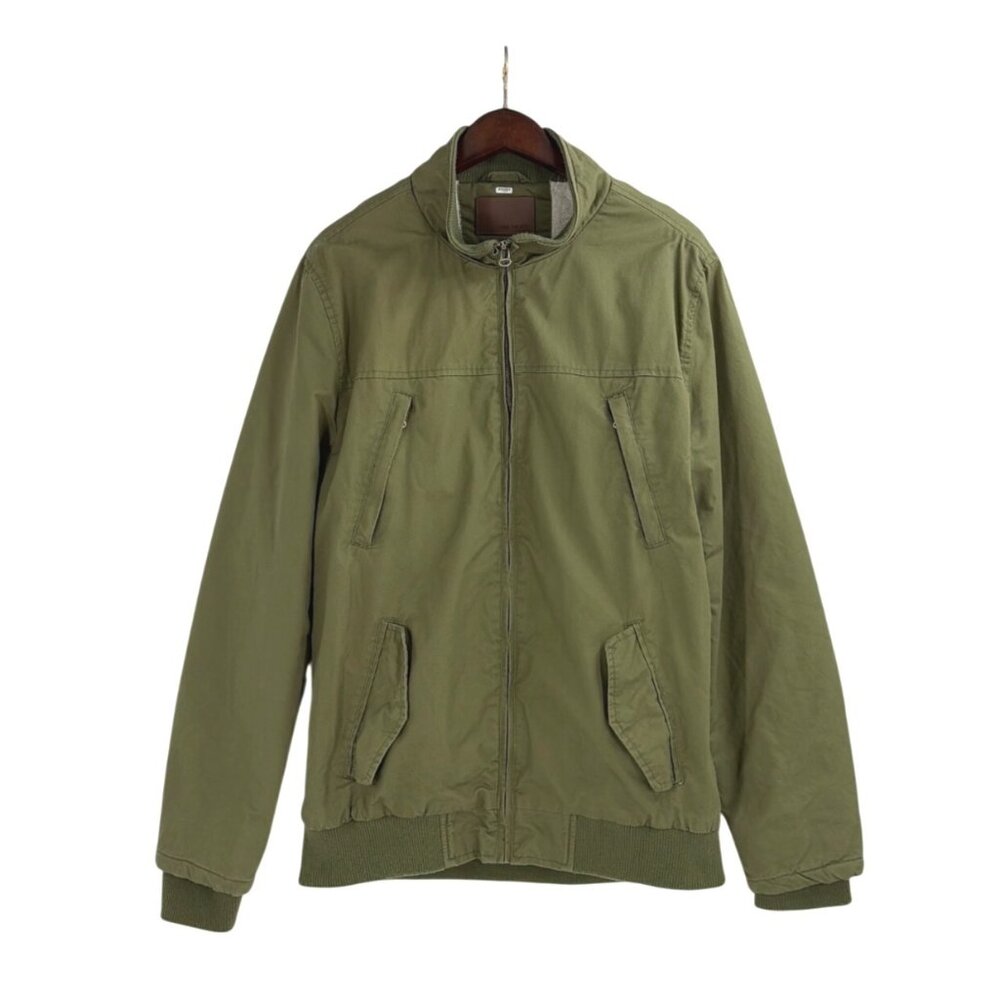 Civil Society Harrington Bomber Jacket Mens Medium Sherpa Lining Olive Green